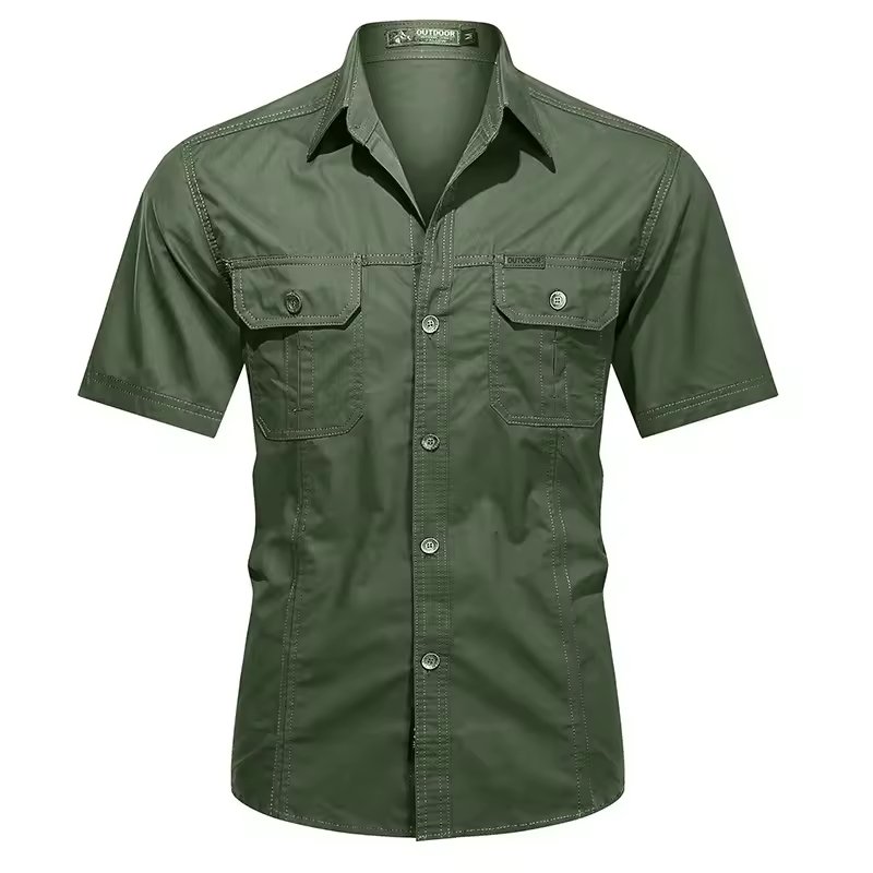 Men's Short Sleeve Cotton Casual Shirt Sport Tactical Shirt Half Sleeve for Hiking Climbing Hunting Outdoor Sport Shirt