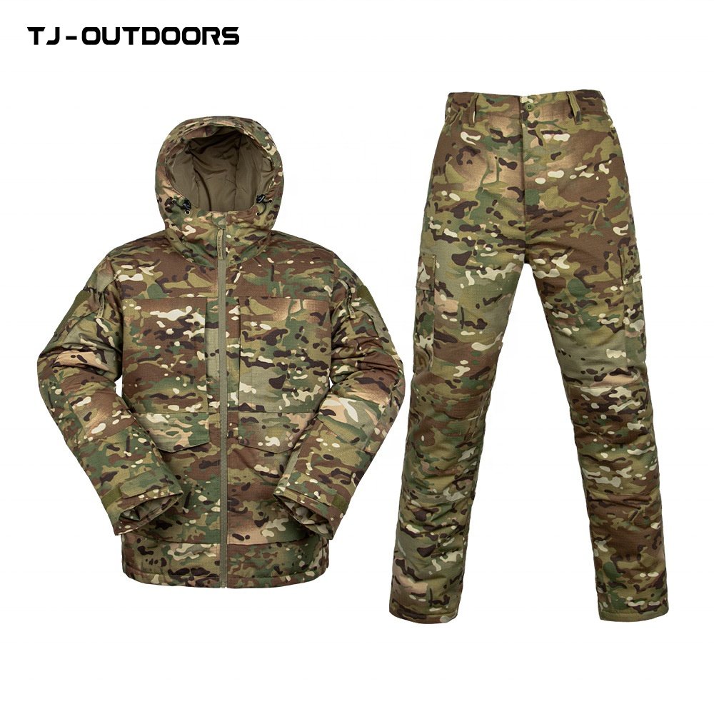 2023 New tactical uniform woodland camouflage anti-tear combat winter cotton-padded jacket and trousers set