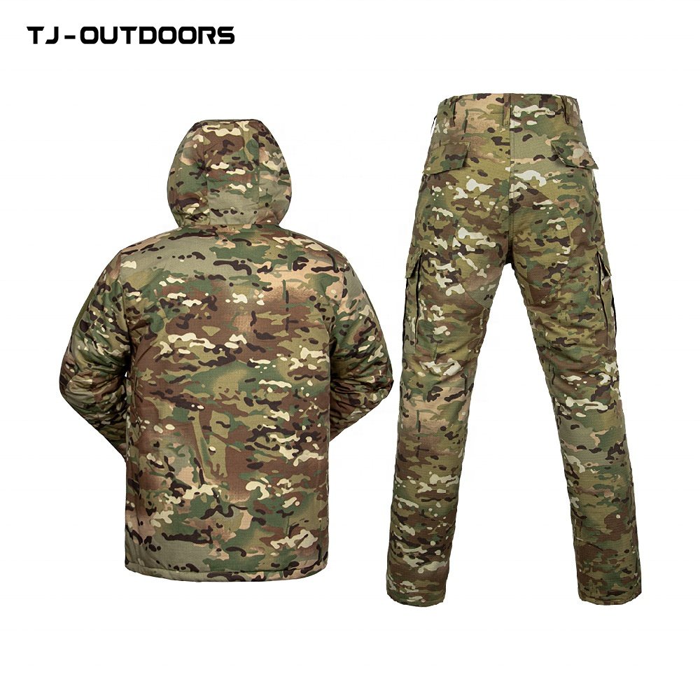 2023 New tactical uniform woodland camouflage anti-tear combat winter cotton-padded jacket and trousers set