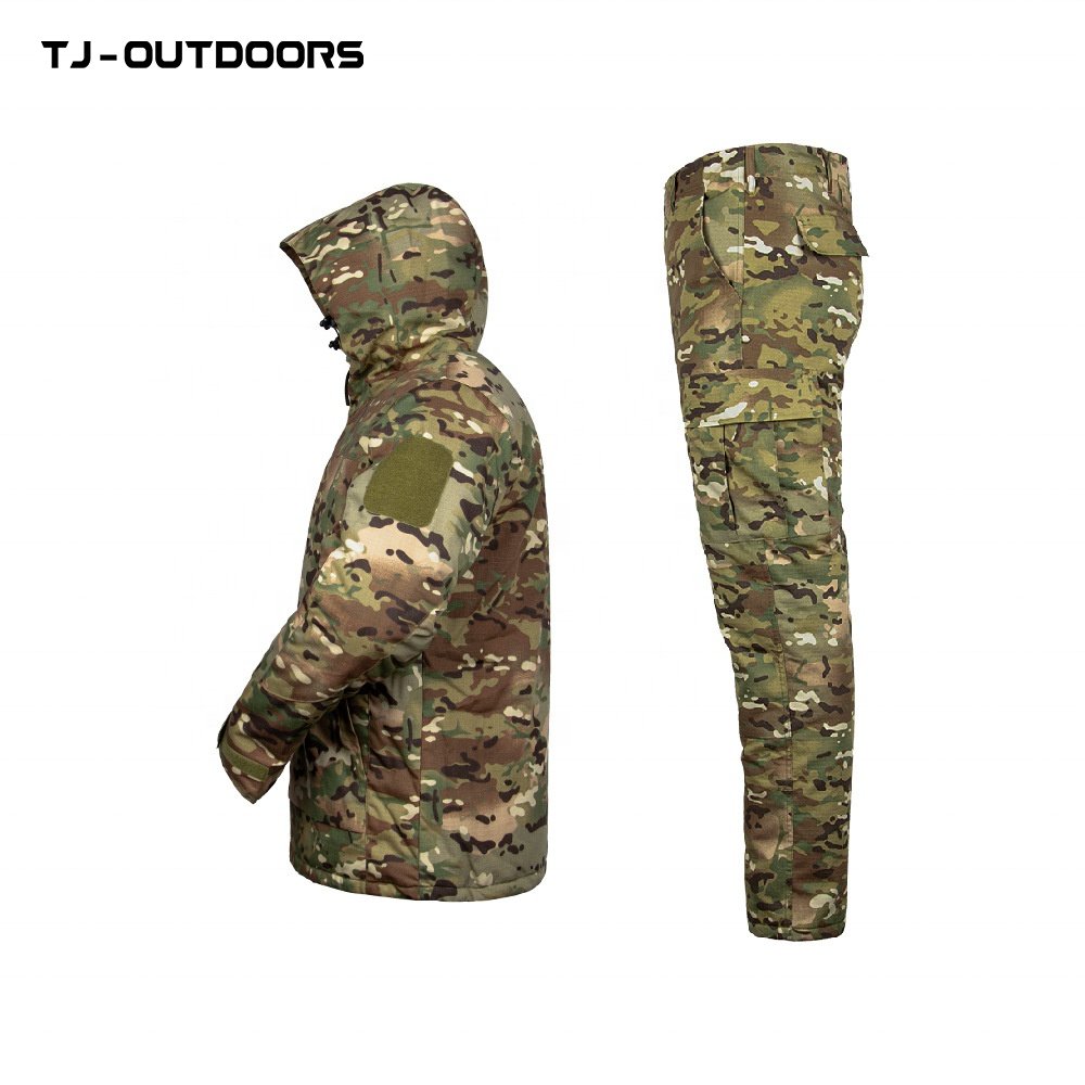 2023 New tactical uniform woodland camouflage anti-tear combat winter cotton-padded jacket and trousers set