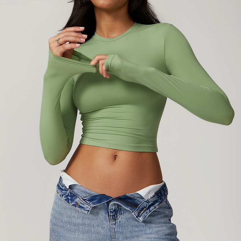 Custom Logo Long-sleeved Yoga Wear Outdoor Quick Drying Sports Long Sleeve T Shirt Running Fitness Wear Top Crop Tops for women