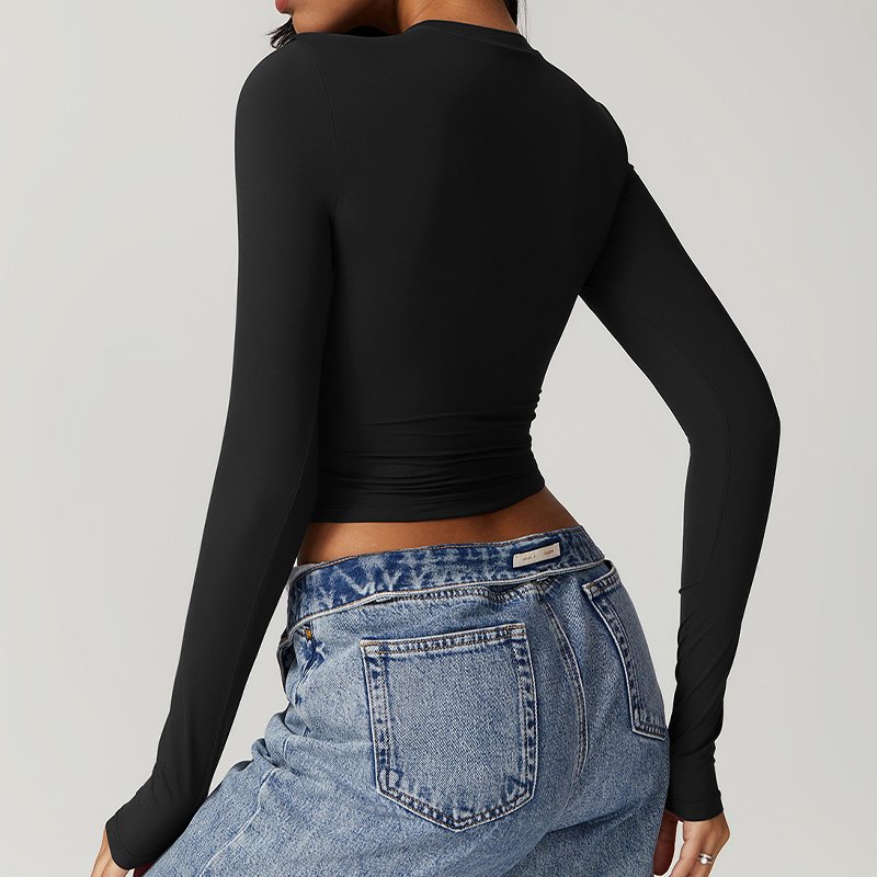 Custom Logo Long-sleeved Yoga Wear Outdoor Quick Drying Sports Long Sleeve T Shirt Running Fitness Wear Top Crop Tops for women