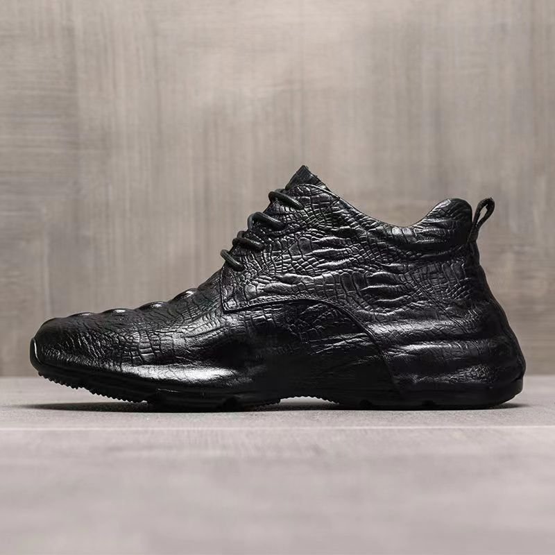 2024 Original new men's fashion crocodile design sneakers casual leather bag bottom inside increase men's casual shoes