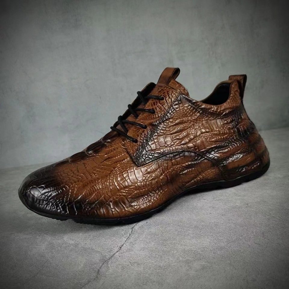 2024 Original new men's fashion crocodile design sneakers casual leather bag bottom inside increase men's casual shoes