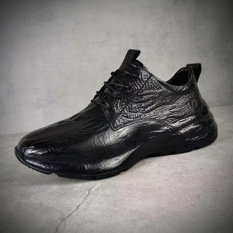 2024 Original new men's fashion crocodile design sneakers casual leather bag bottom inside increase men's casual shoes