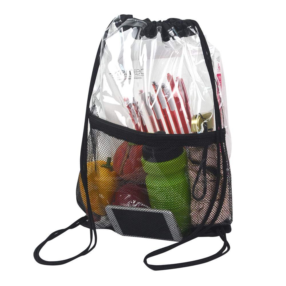 Custom Logo Small Fitness Makeup Clear Drawstring PVC Clothing Bag