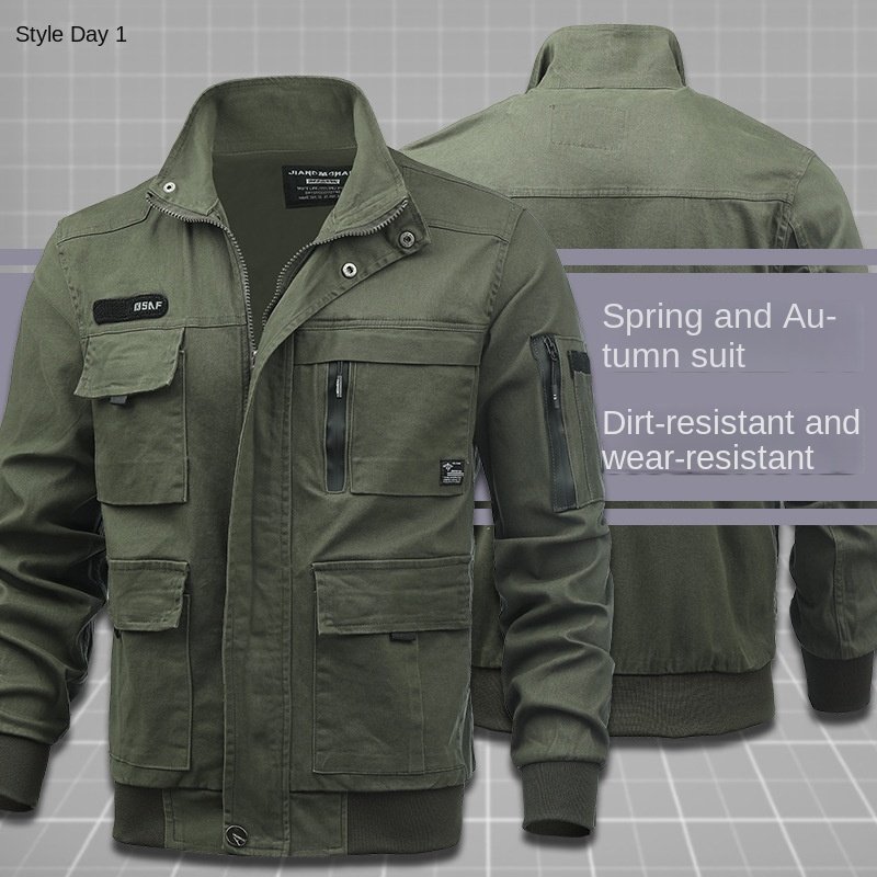 Workwear suit men's wear-resistant outdoor thickened multi-pocket construction site work clothes camouflage clothing wholesale