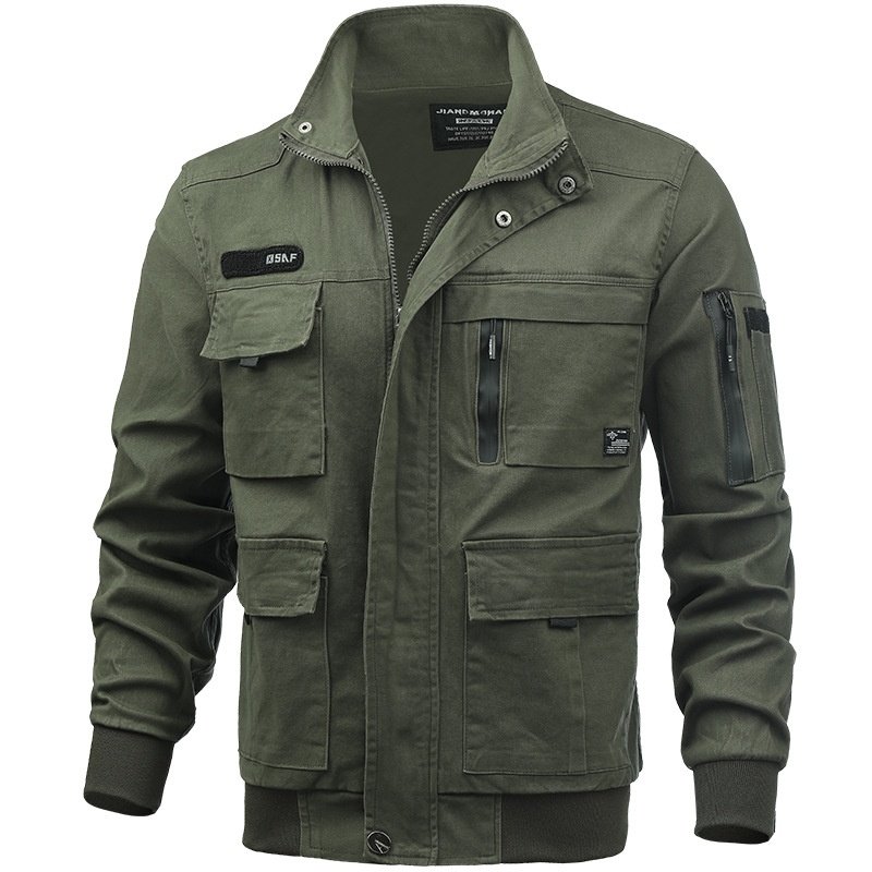 Workwear suit men's wear-resistant outdoor thickened multi-pocket construction site work clothes camouflage clothing wholesale