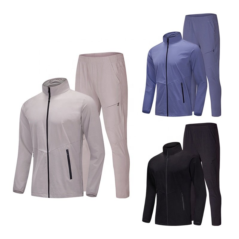 Men's Sweatpants And Zipper Up Jackets 2 Pieces Casual Hiking Track Suit