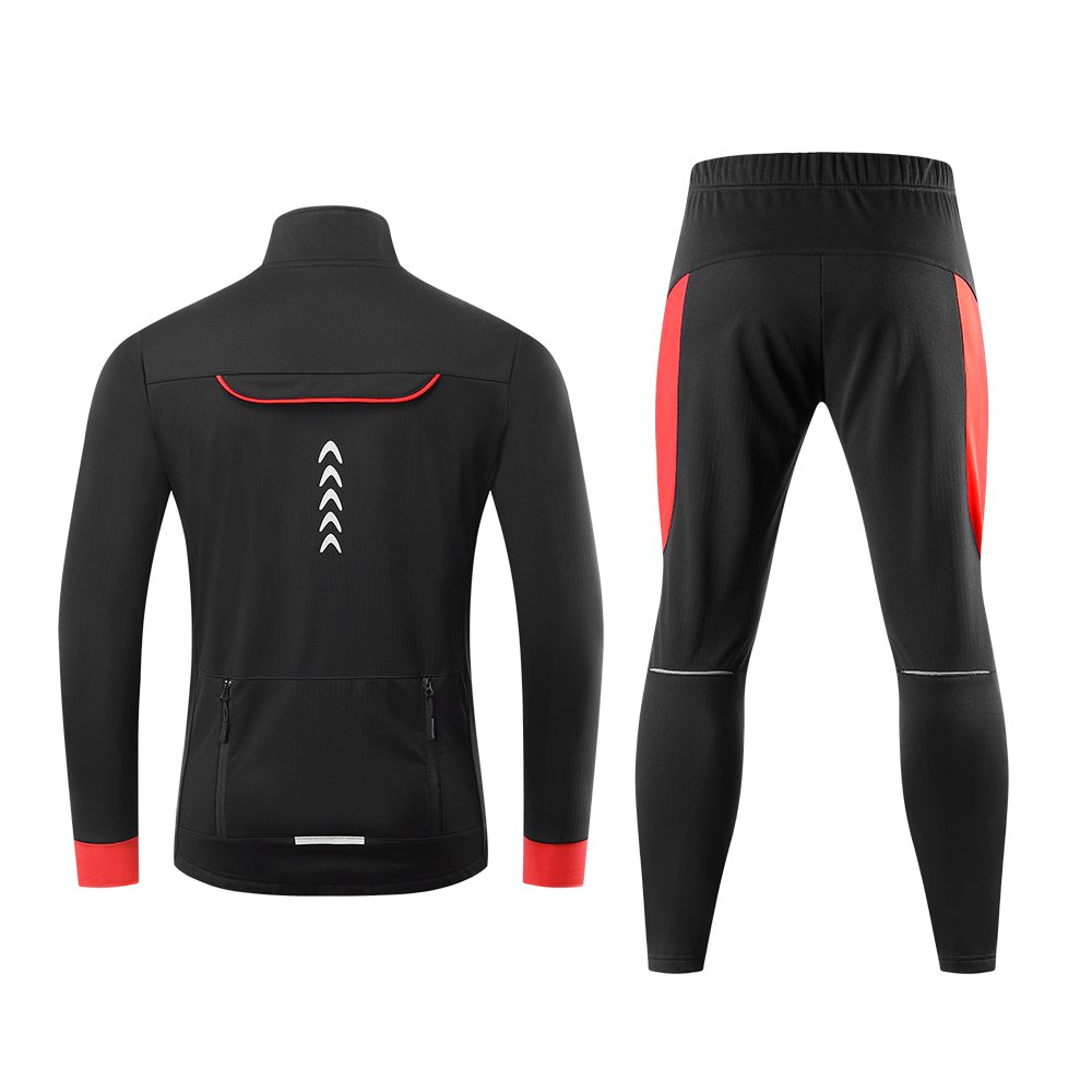WOSAWE Mens Winter Cycling Suit Thermal Fleece Cycling Clothing Windproof Coat MTB Bike Pant and Jacket Sportswear Polyester