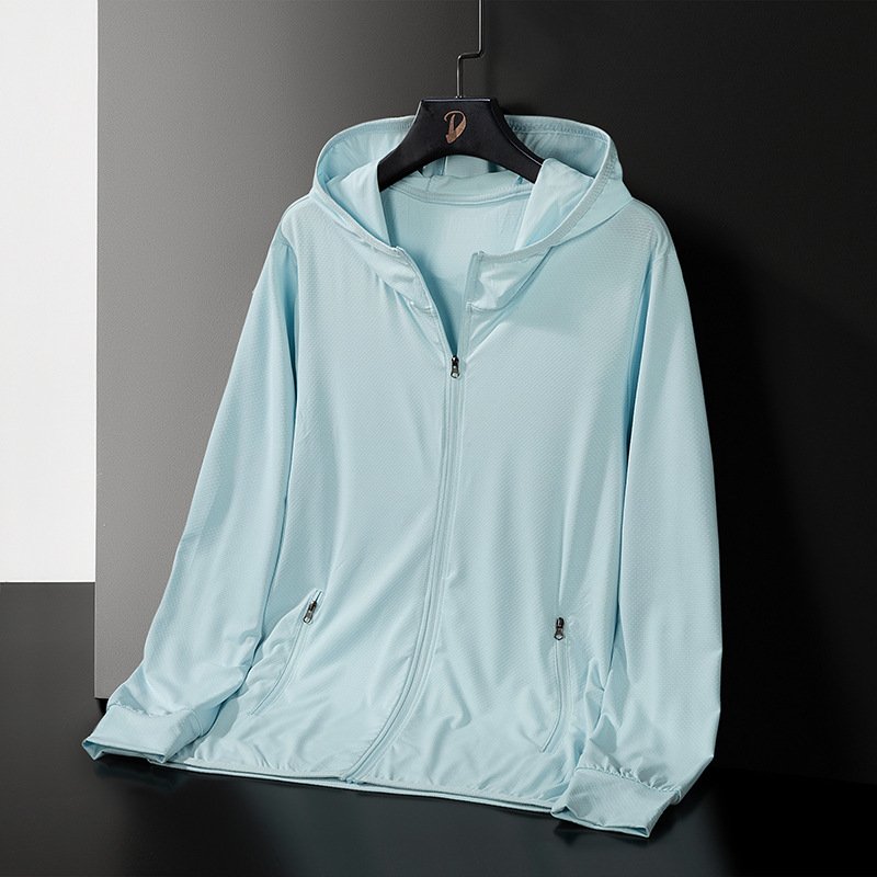 summer lightweight man women unisex blank windbreaker jacketice silk ice feeling hooded outdoor sunscreen clothing