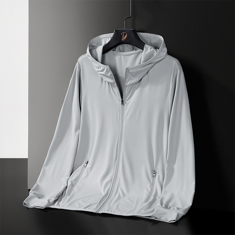 summer lightweight man women unisex blank windbreaker jacketice silk ice feeling hooded outdoor sunscreen clothing