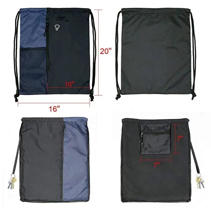 Custom Oxford Drawstring Backpack Sports Gym Bag for Women Men Large Size Bagpack With Zipper And Mesh Pockets Draw string Bags