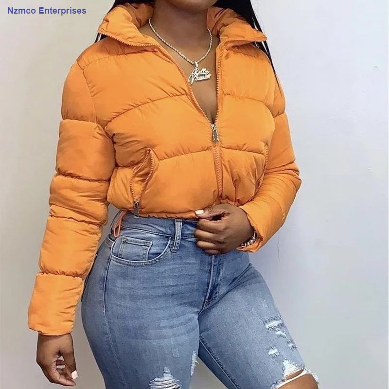 2024 Fall Winter Solid Down Coat Puffer Jacket and Coats for Women Bubble Outerwear Cropped Outwear Oversized Clothing
