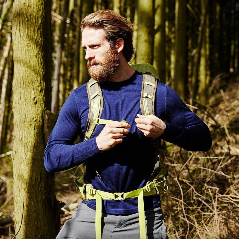 Outdoor men's Heavy Merino Wool quick-drying Clothes Breathable warm long-sleeved Merino T-shirt Hiking Merino
