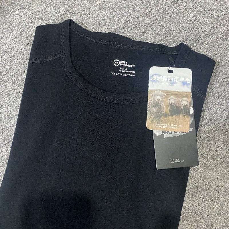 Outdoor men's Heavy Merino Wool quick-drying Clothes Breathable warm long-sleeved Merino T-shirt Hiking Merino