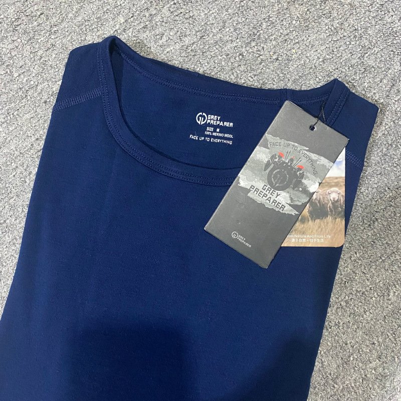 Outdoor men's Heavy Merino Wool quick-drying Clothes Breathable warm long-sleeved Merino T-shirt Hiking Merino
