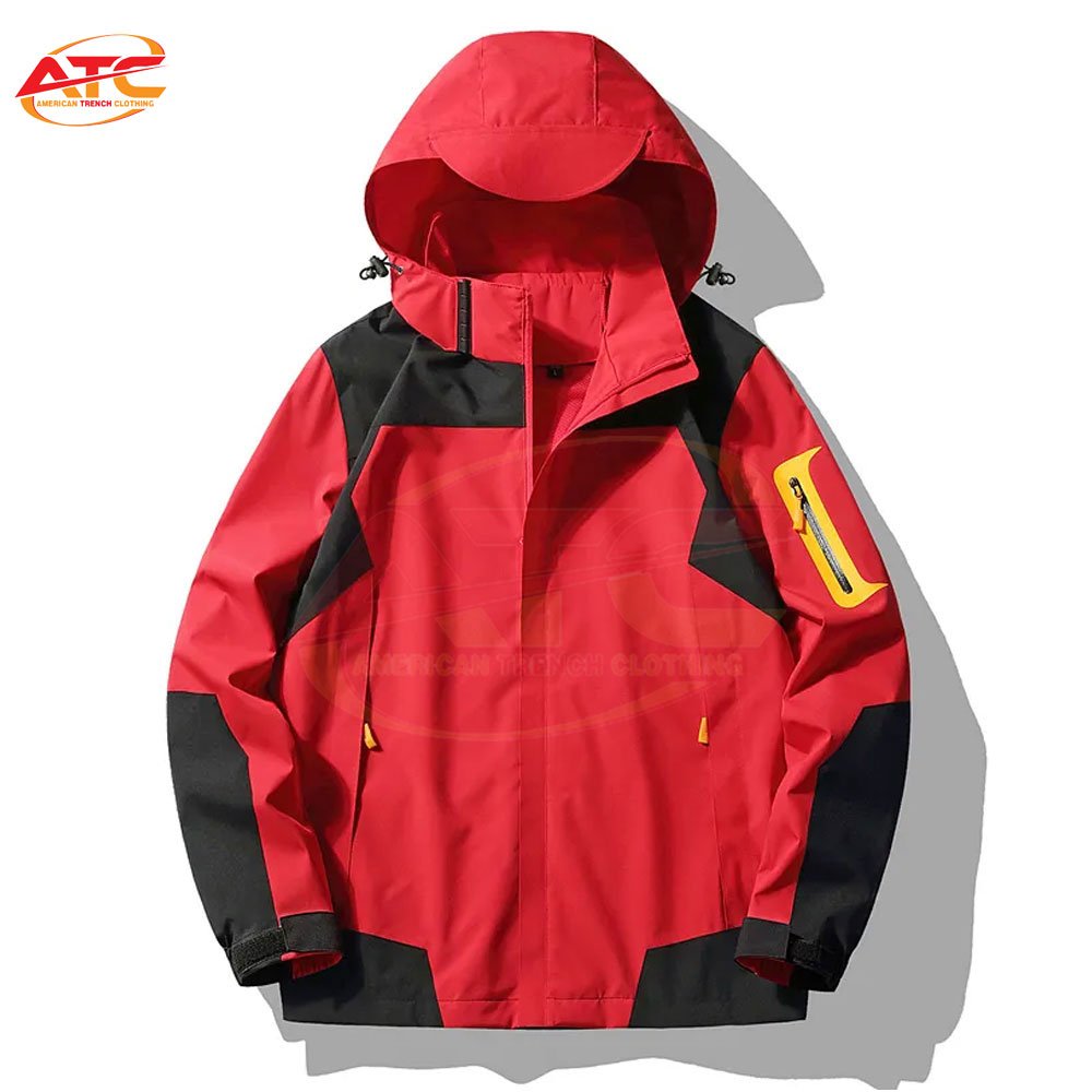 Trendy Windproof Waterproof Casual Hiking Breathable Men Jackets Hooded Coat Custom Full Zip Up Windbreaker Jacket