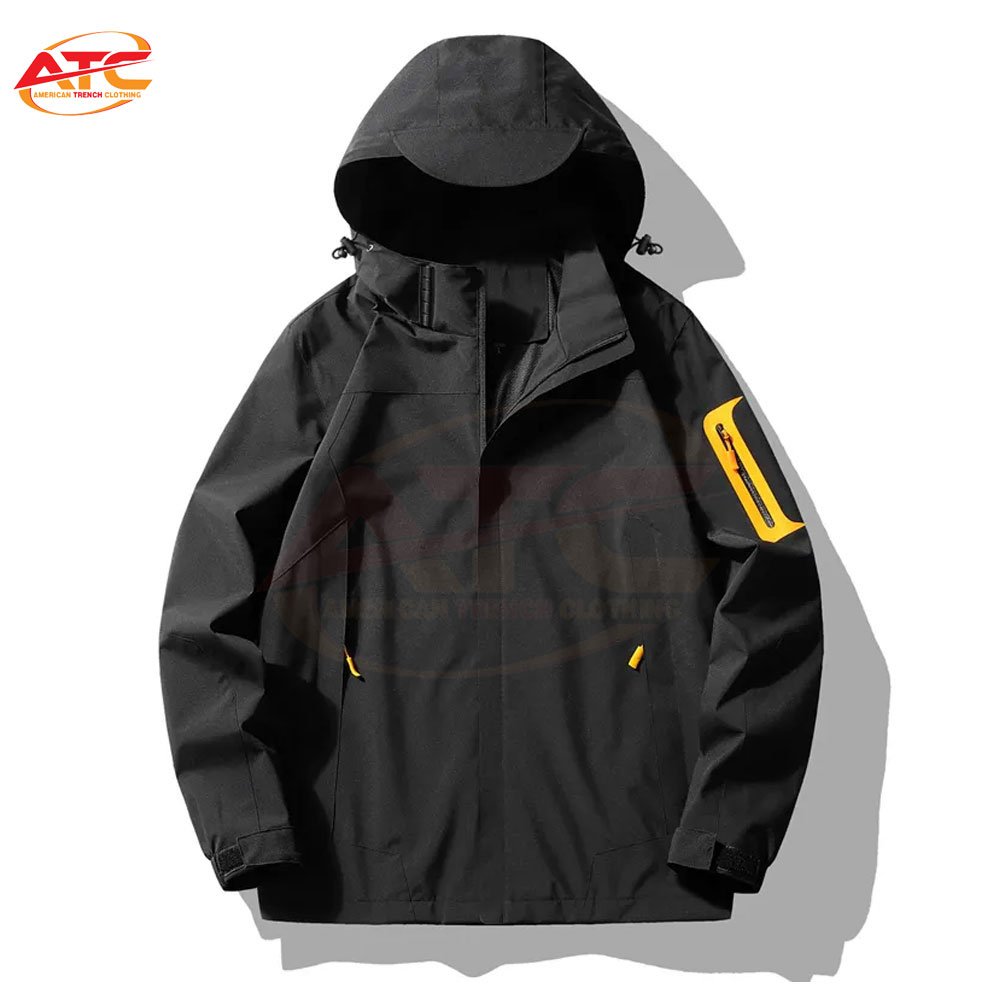 Trendy Windproof Waterproof Casual Hiking Breathable Men Jackets Hooded Coat Custom Full Zip Up Windbreaker Jacket