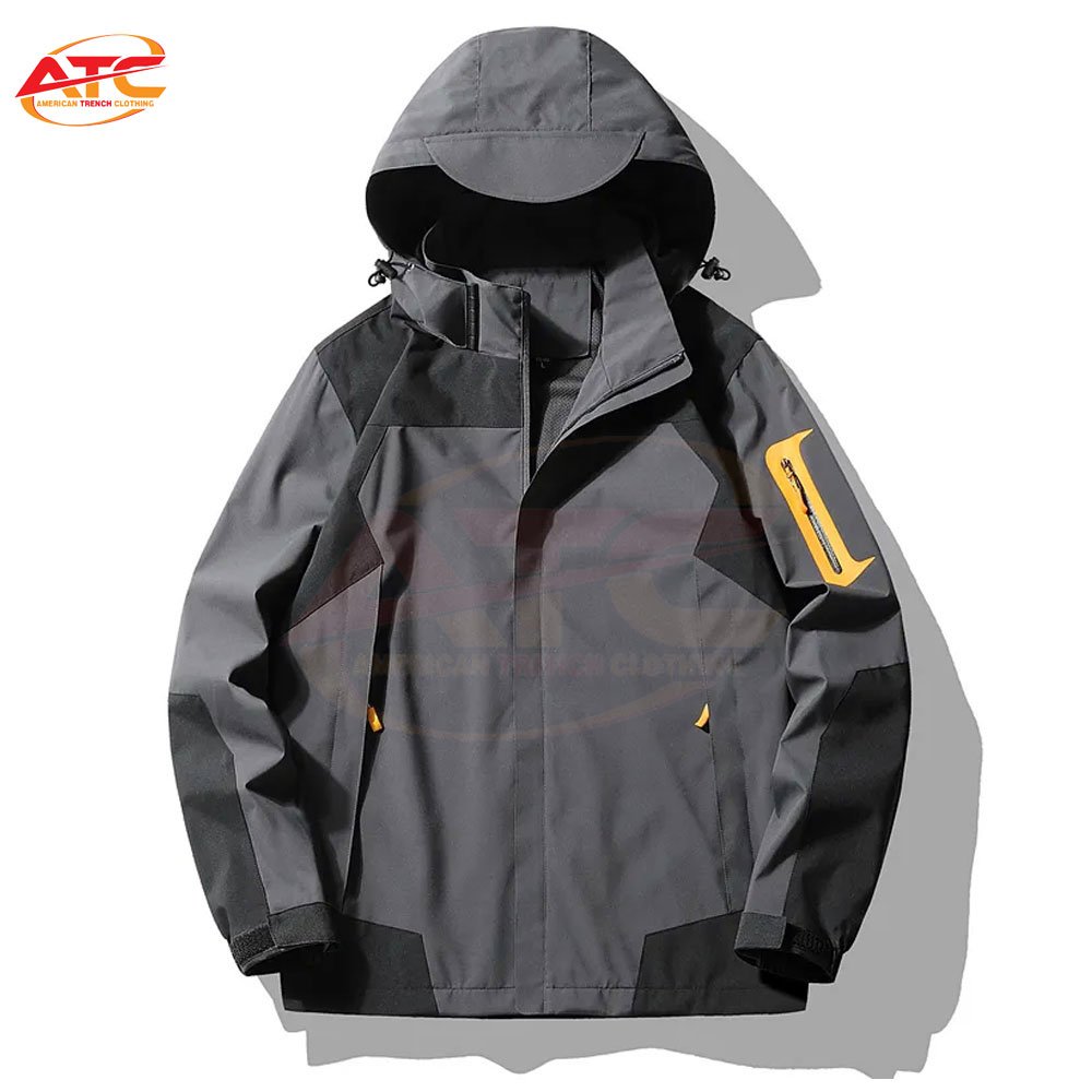 Trendy Windproof Waterproof Casual Hiking Breathable Men Jackets Hooded Coat Custom Full Zip Up Windbreaker Jacket