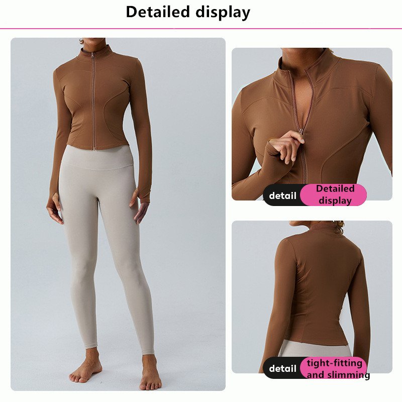 Womens Slim Fit Sportswear Jacket Lightweight Zip up Gym Running Track Jackets Workout Slim Fit Yoga Jacket with Thumb Holes