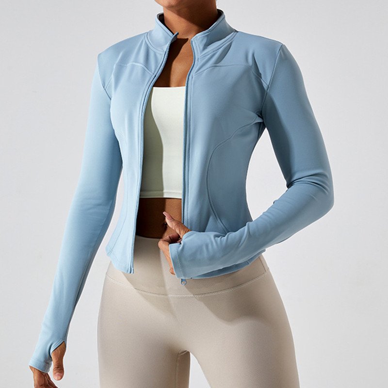 Womens Slim Fit Sportswear Jacket Lightweight Zip up Gym Running Track Jackets Workout Slim Fit Yoga Jacket with Thumb Holes