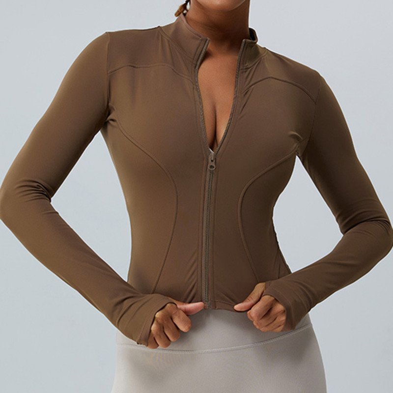 Womens Slim Fit Sportswear Jacket Lightweight Zip up Gym Running Track Jackets Workout Slim Fit Yoga Jacket with Thumb Holes