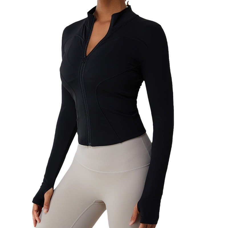 Womens Slim Fit Sportswear Jacket Lightweight Zip up Gym Running Track Jackets Workout Slim Fit Yoga Jacket with Thumb Holes