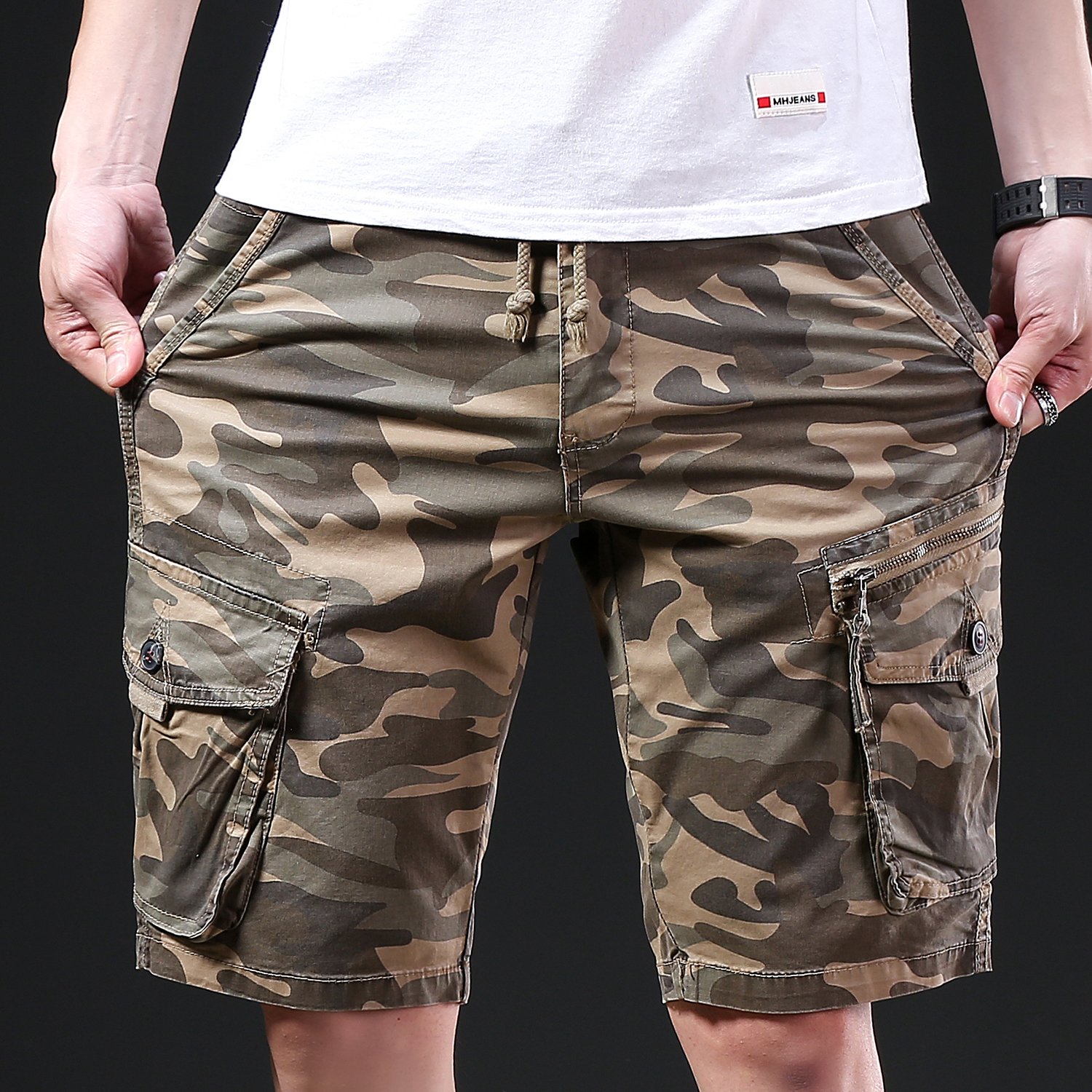 Cotton Canvas Men's Short pants Camouflage Training Trousers Hiking Hunting Worker Cargo Shorts Tactical Pants
