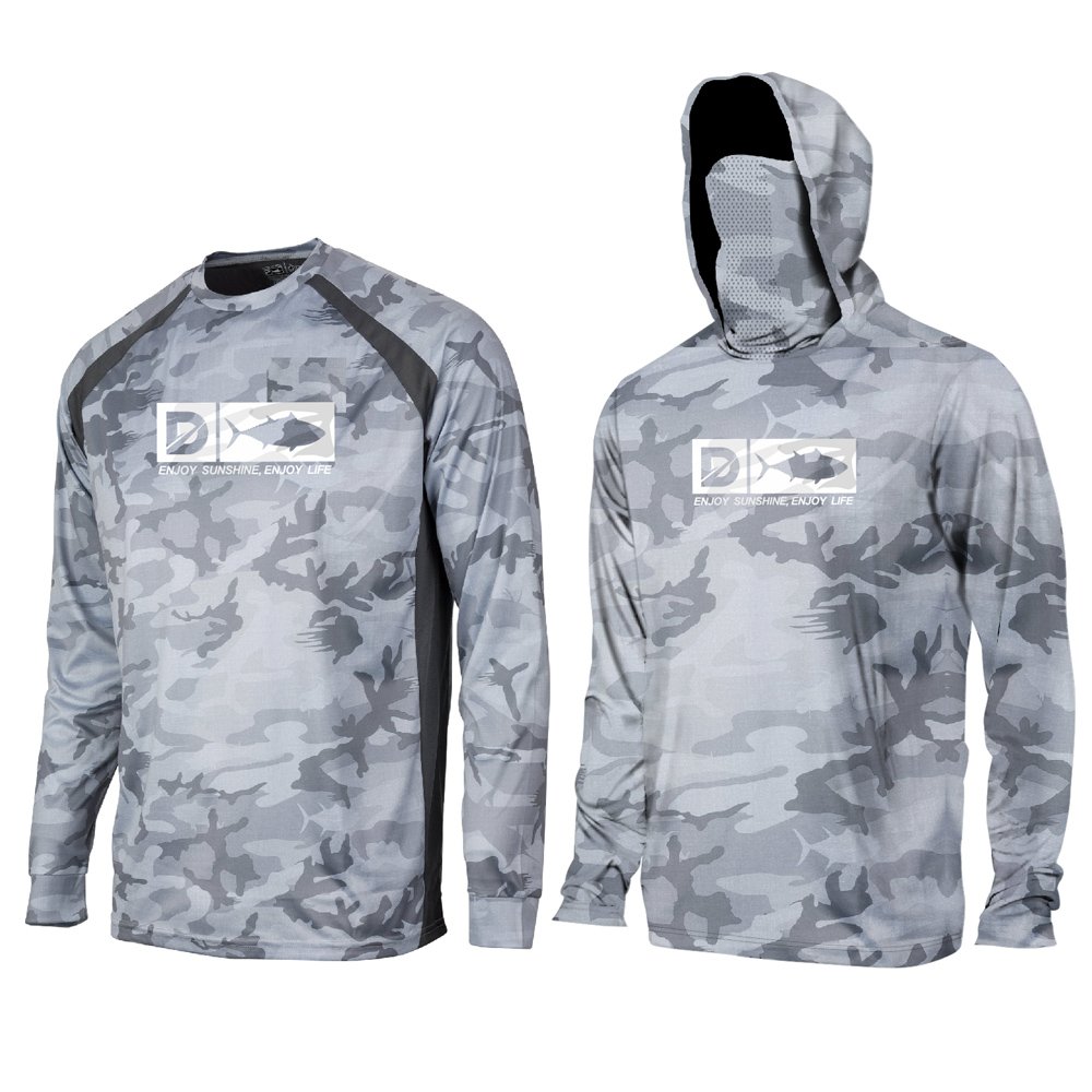 Customized Men's Camo Hoodie Outdoor Design Fishing Set Sunscreen Quick Drying Long Sleeve Face Protection Uv Fishing Hoodie