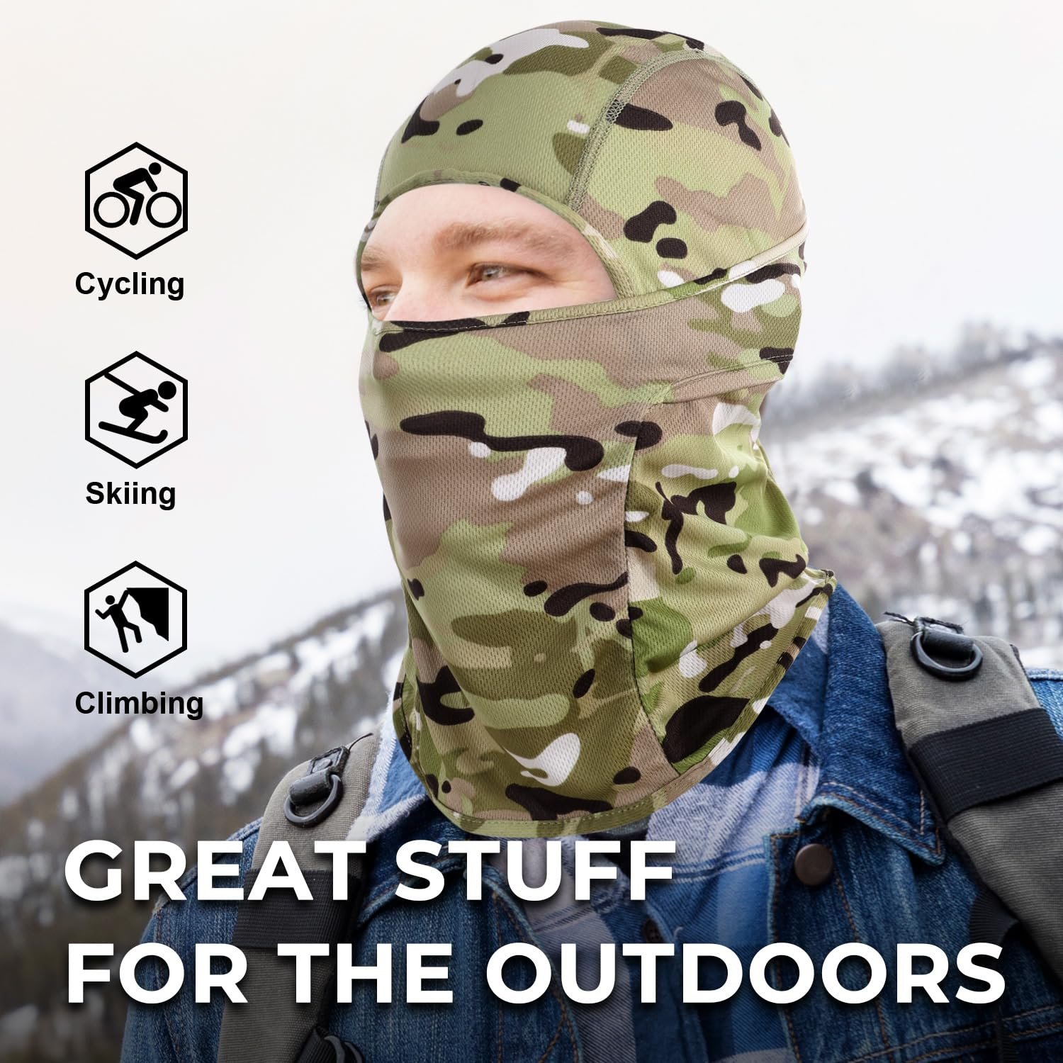Outdoor Breathable Hiking Cycling Neck Face Ski Mask Tactical Hood Camouflage Motorcycle Balaclava Hat For Men