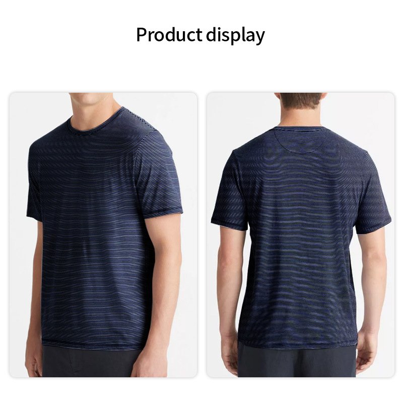 Outdoor men's summer Merino wool silk quick drying hiking recreational sports crew-neck short-sleeved T-shirt