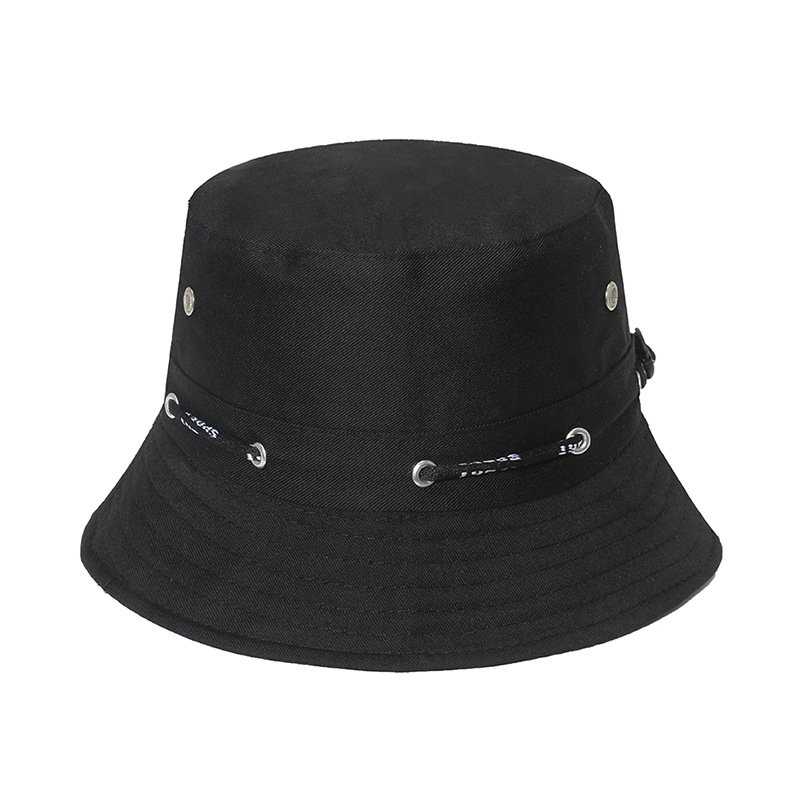 Custom Unisex Solid Wide Brim Packable Fisherman Hat Outdoors Sport Beach UV Protection Reversible Bucket Hat with Drawstring