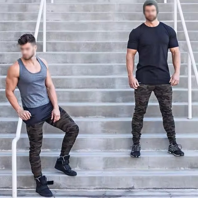 Hiking pants men running cotton training baggy pants men camouflage trousers gym pants men