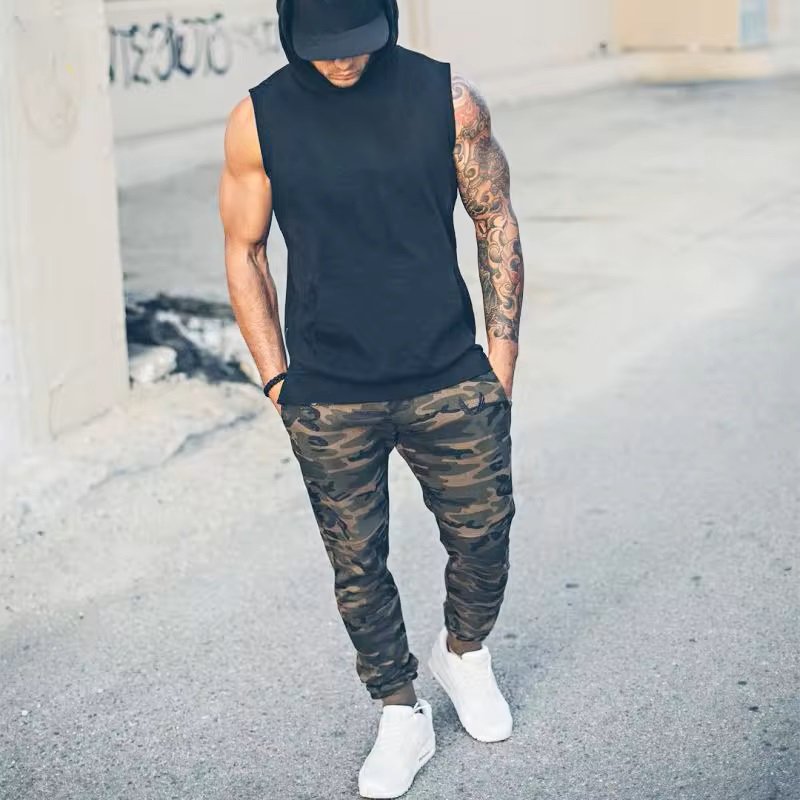 Hiking pants men running cotton training baggy pants men camouflage trousers gym pants men