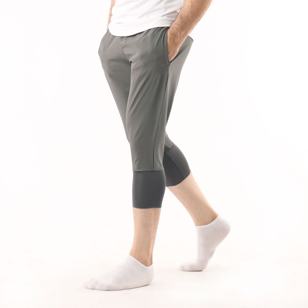 3/4 Training Trouser Pants Micro Polyester Fabric stretch Zipper side Jogger Quick Dry Pants Trousers Running Gym Workout Train