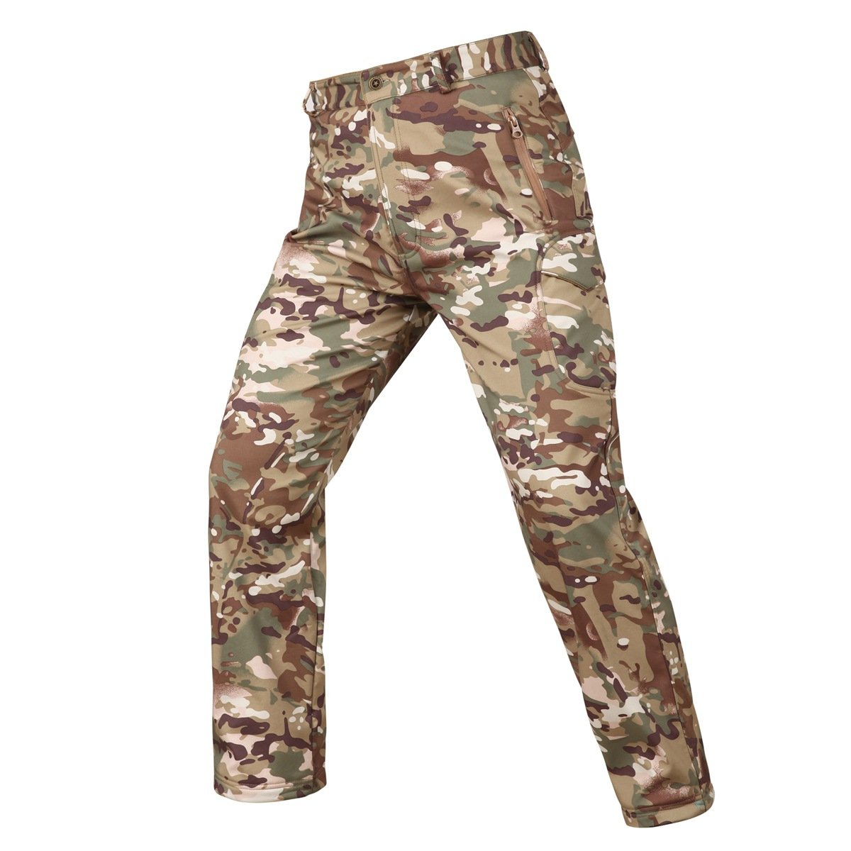 Hot sellingMen's Fleece Lining Waterproof Softshell Pants Hiking Multi Pockets Cargoes Pant Trousers