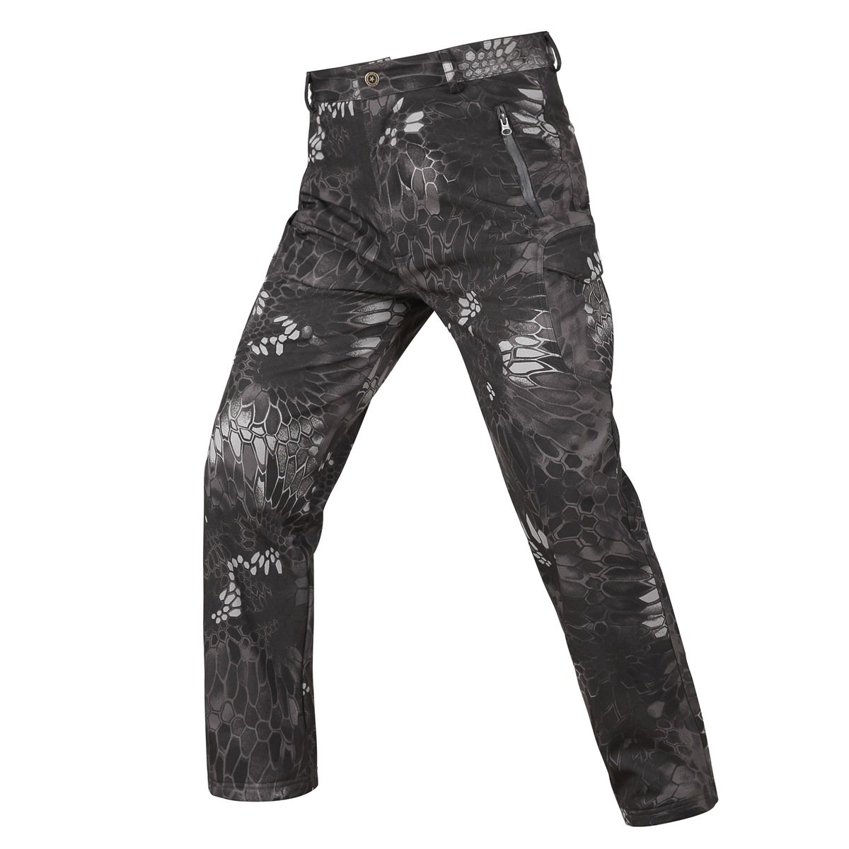 Hot sellingMen's Fleece Lining Waterproof Softshell Pants Hiking Multi Pockets Cargoes Pant Trousers