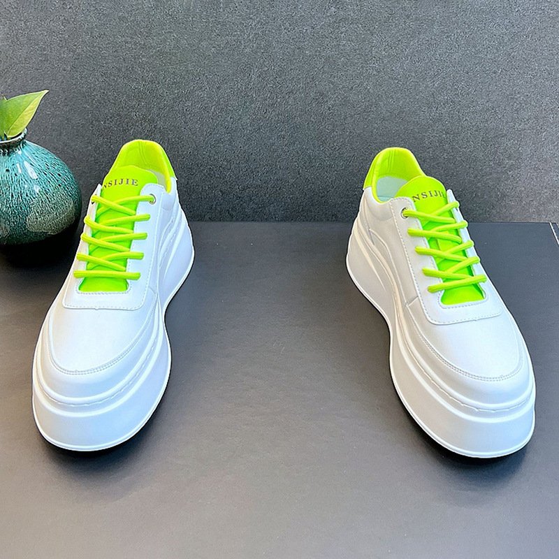 2024 men's brand new fashion design thick sole casual shoes pure white style increase skateboard shoes men's casual shoes