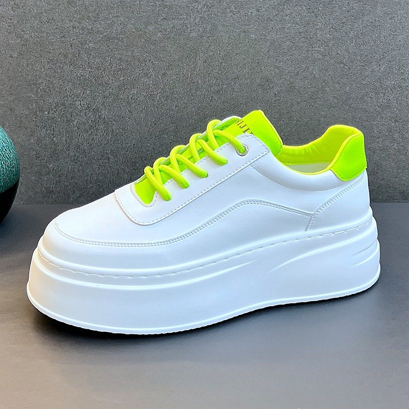 2024 men's brand new fashion design thick sole casual shoes pure white style increase skateboard shoes men's casual shoes