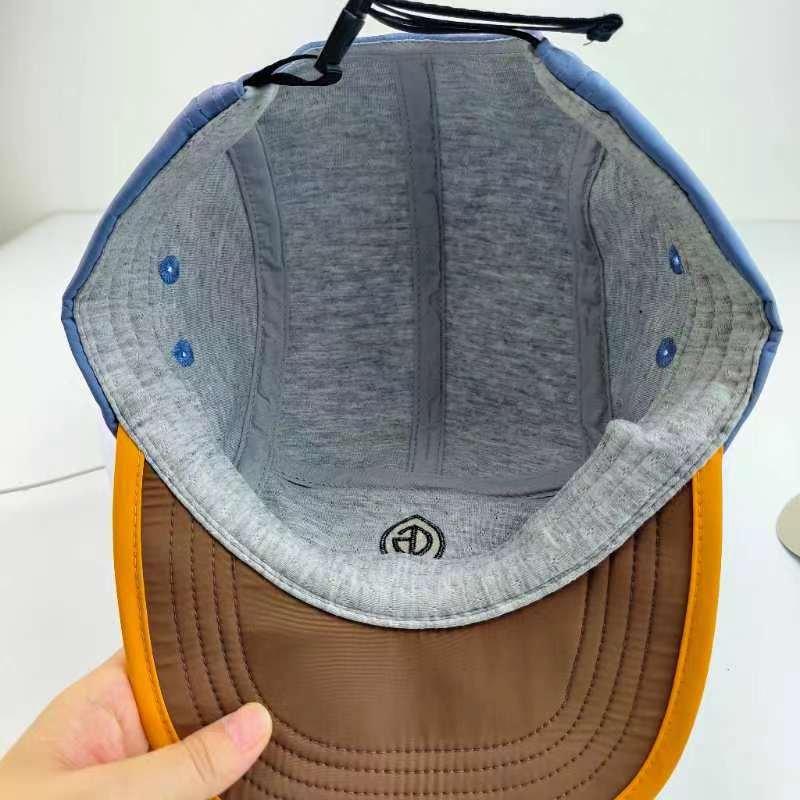Embroidery foldable leisure quick dry camp cap custom nylon 5 panel camper climbing hiking outdoor hat