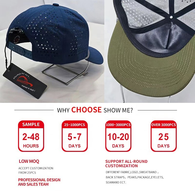Embroidery foldable leisure quick dry camp cap custom nylon 5 panel camper climbing hiking outdoor hat