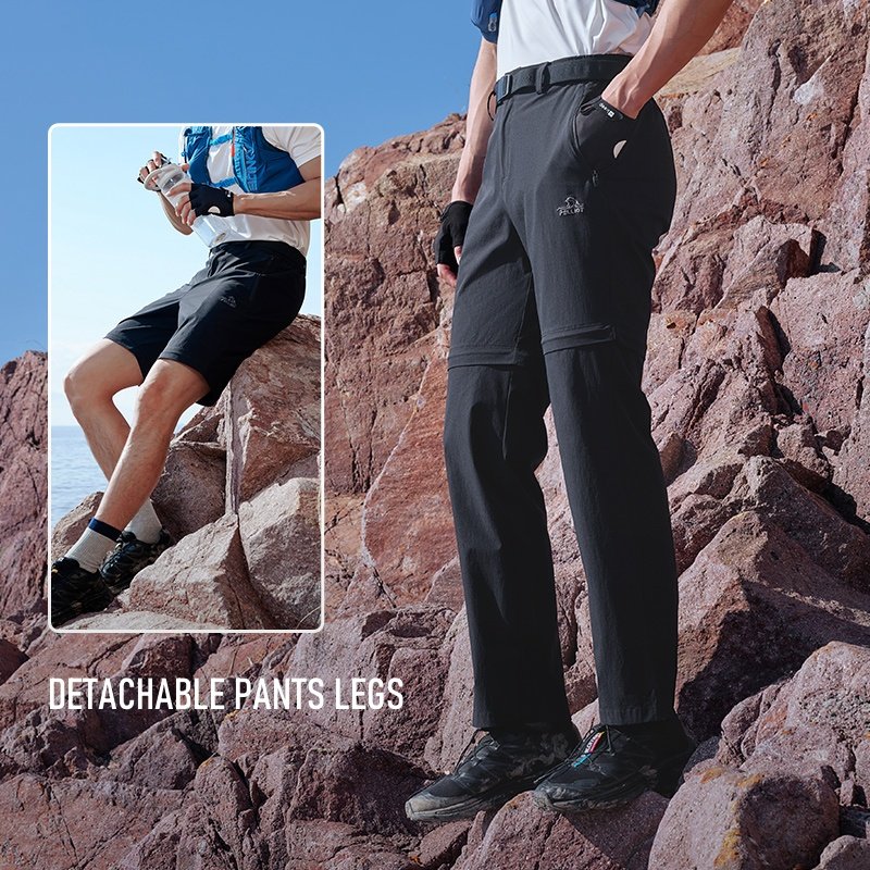 Pelliot Men's Spring Summer High Elasticity Durable Hiking Pants Outdoor Breathable DWR Climbing Trousers Detachable Pants