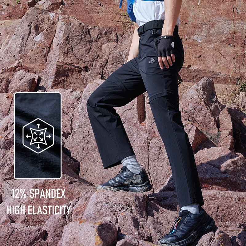 Pelliot Men's Spring Summer High Elasticity Durable Hiking Pants Outdoor Breathable DWR Climbing Trousers Detachable Pants