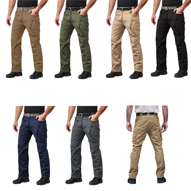 Custom Cotton Polyester Rip Stop Men's Tactical Training Trousers OEM Outdoor Hiking Men Multi Pockets Pants Work Cargo Trouser