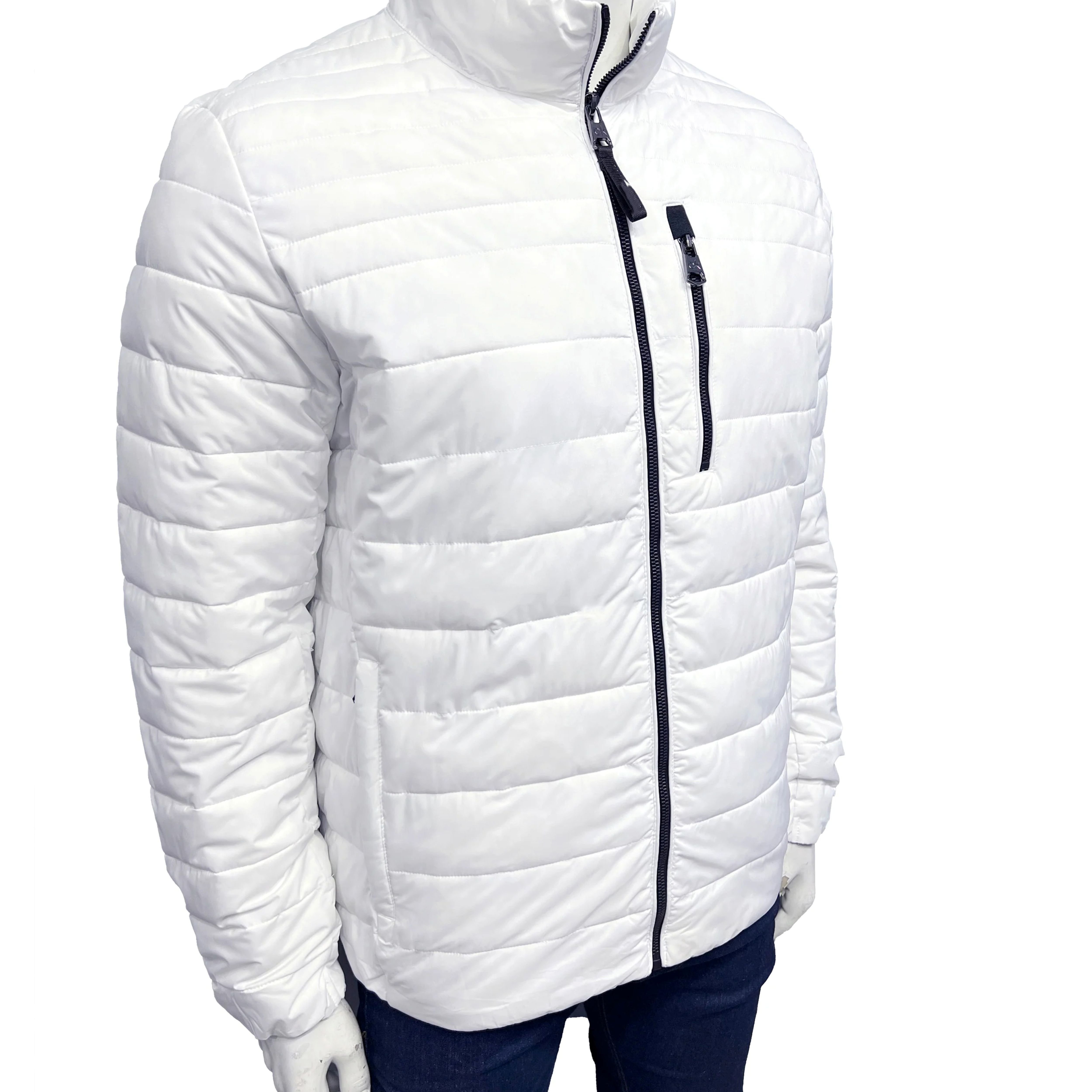 White Puffer Jacket with Front Pocket Detail whole sale with good quality export material fashion and winter wear