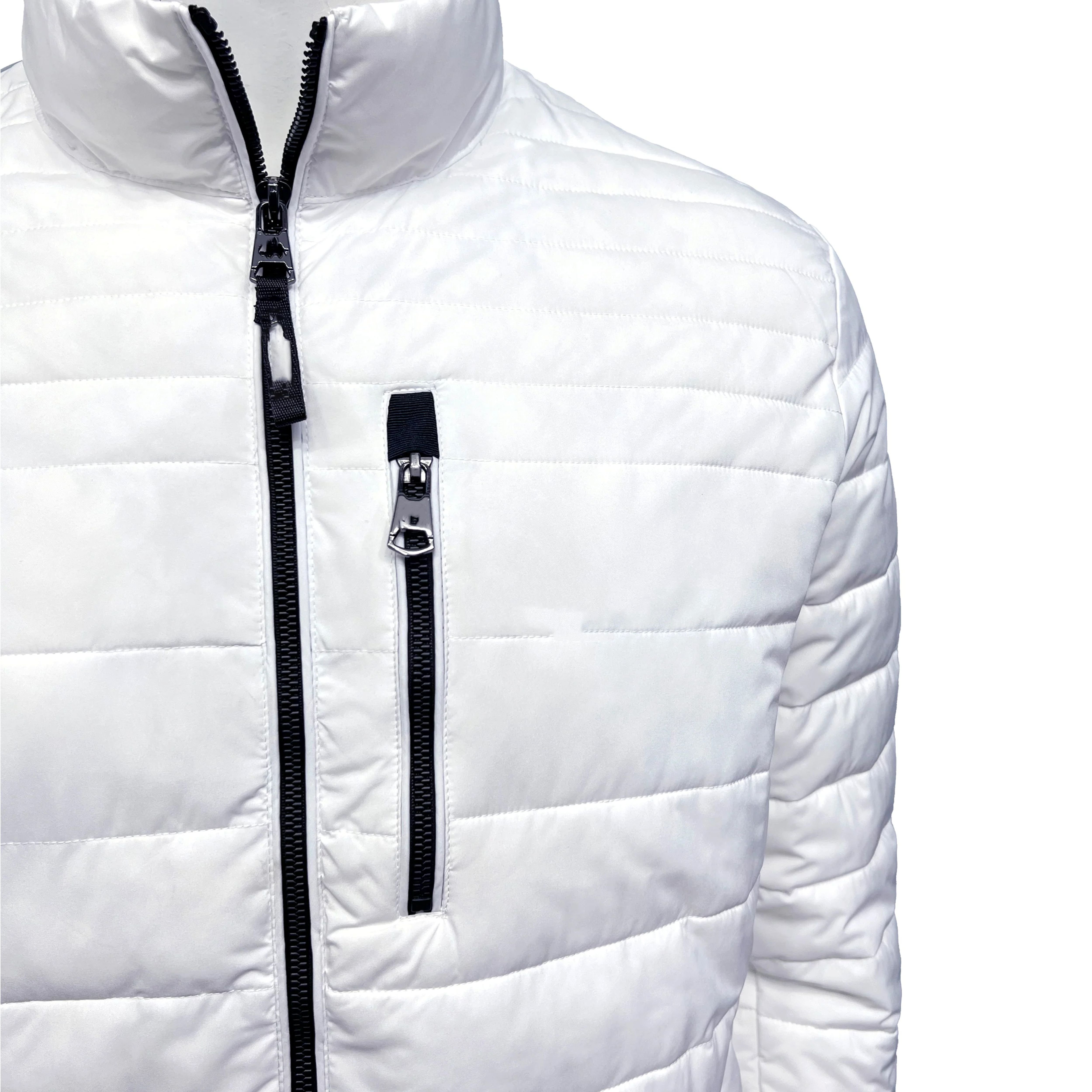White Puffer Jacket with Front Pocket Detail whole sale with good quality export material fashion and winter wear