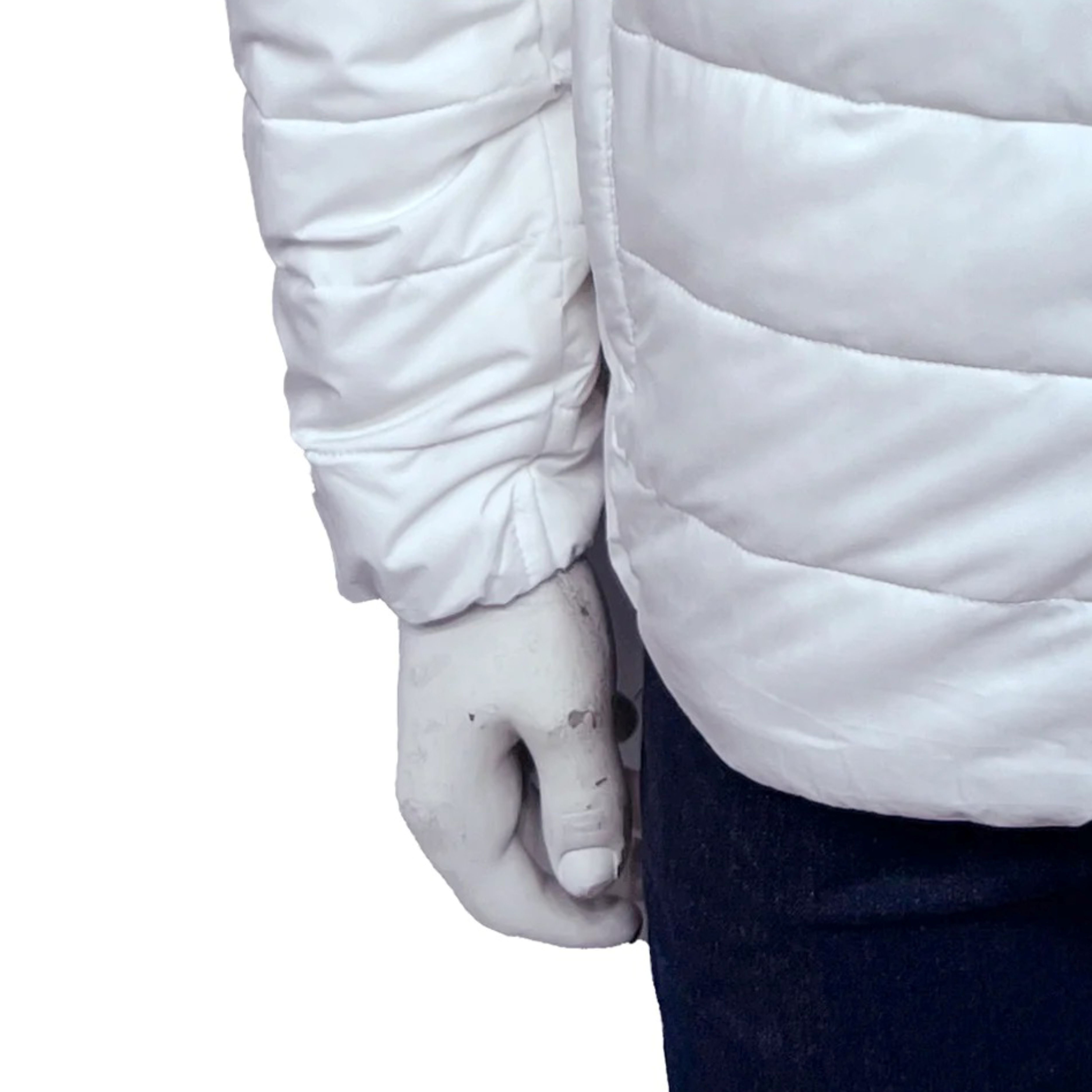 White Puffer Jacket with Front Pocket Detail whole sale with good quality export material fashion and winter wear