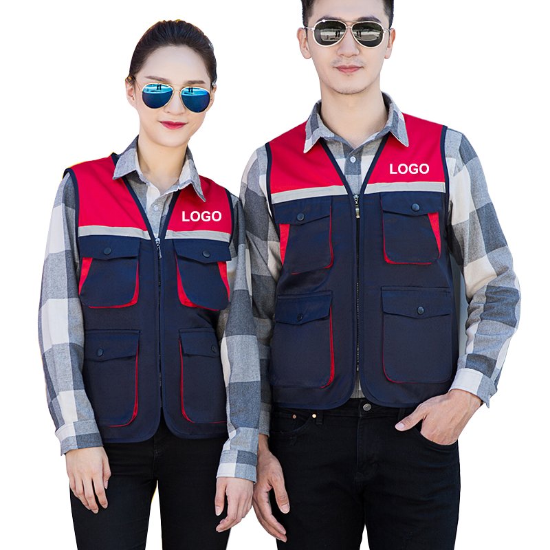 Custom Design Hunting Uniform with Pockets Photography Hiking Vest for Men Journalist Workwear Reflective Fishing Waistcoat