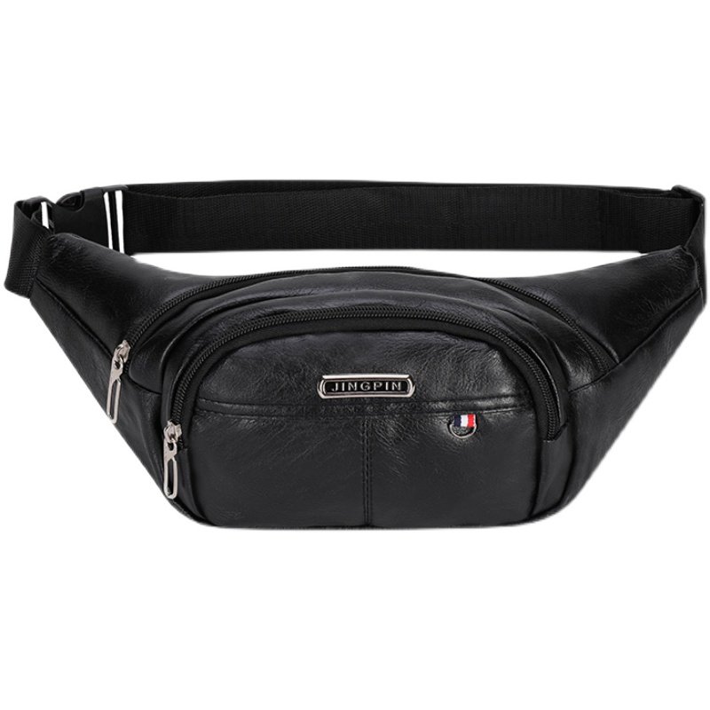 The middle-aged man's dad had a big cashier's cashier, and the old man's got a softphone bag